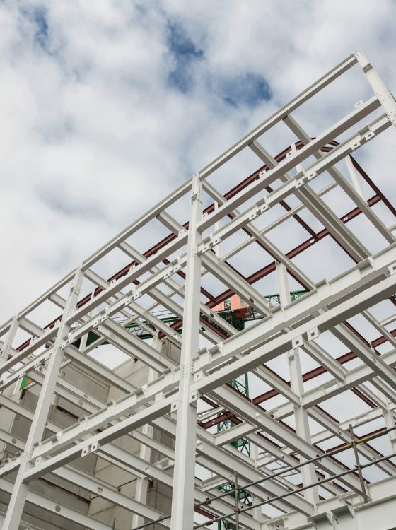 Low angle view of scafolding on building at construction site